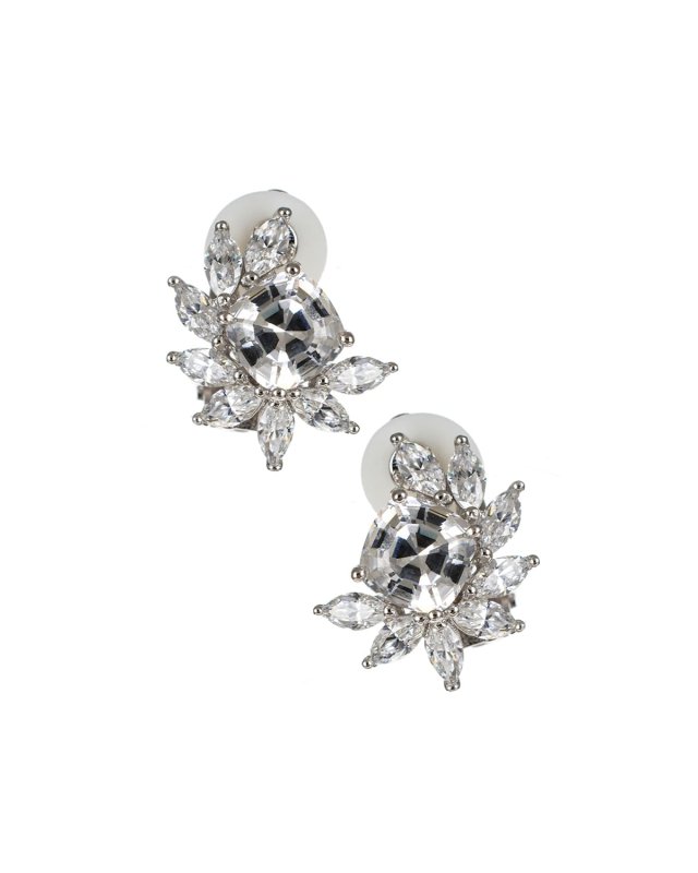 Cushion Cubic Zirconia Marquise-Trim Earrings
